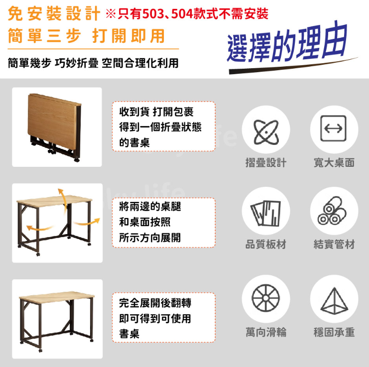 滑輪書桌 折疊書桌 臥室電腦桌 收納桌 移動書桌 大桌面 傢用簡易桌 可伸縮移動多功能桌子