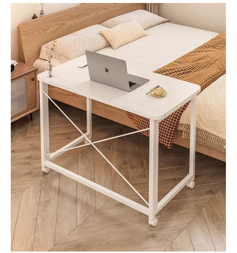 滑輪書桌 折疊書桌 臥室電腦桌 收納桌 移動書桌 大桌面 傢用簡易桌 可伸縮移動多功能桌子